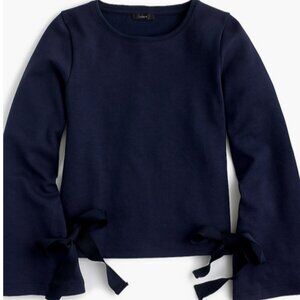 J. Crew navy tie-sleeve sweatshirt sz L--SOLD OUT ON J. CREW SITE
